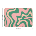 Liquid Swirl Contemporary Abstract Pattern in Blush Pink And Green  Versatile Bath Mat