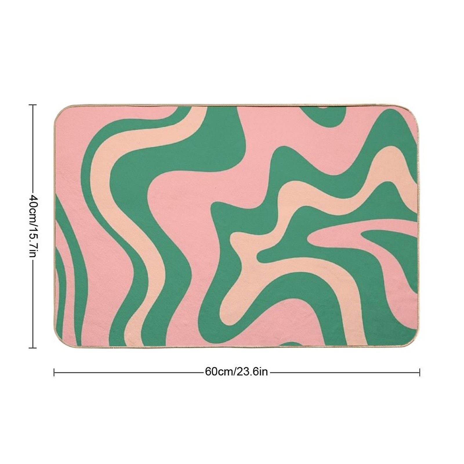 Liquid Swirl Contemporary Abstract Pattern in Blush Pink And Green  Versatile Bath Mat