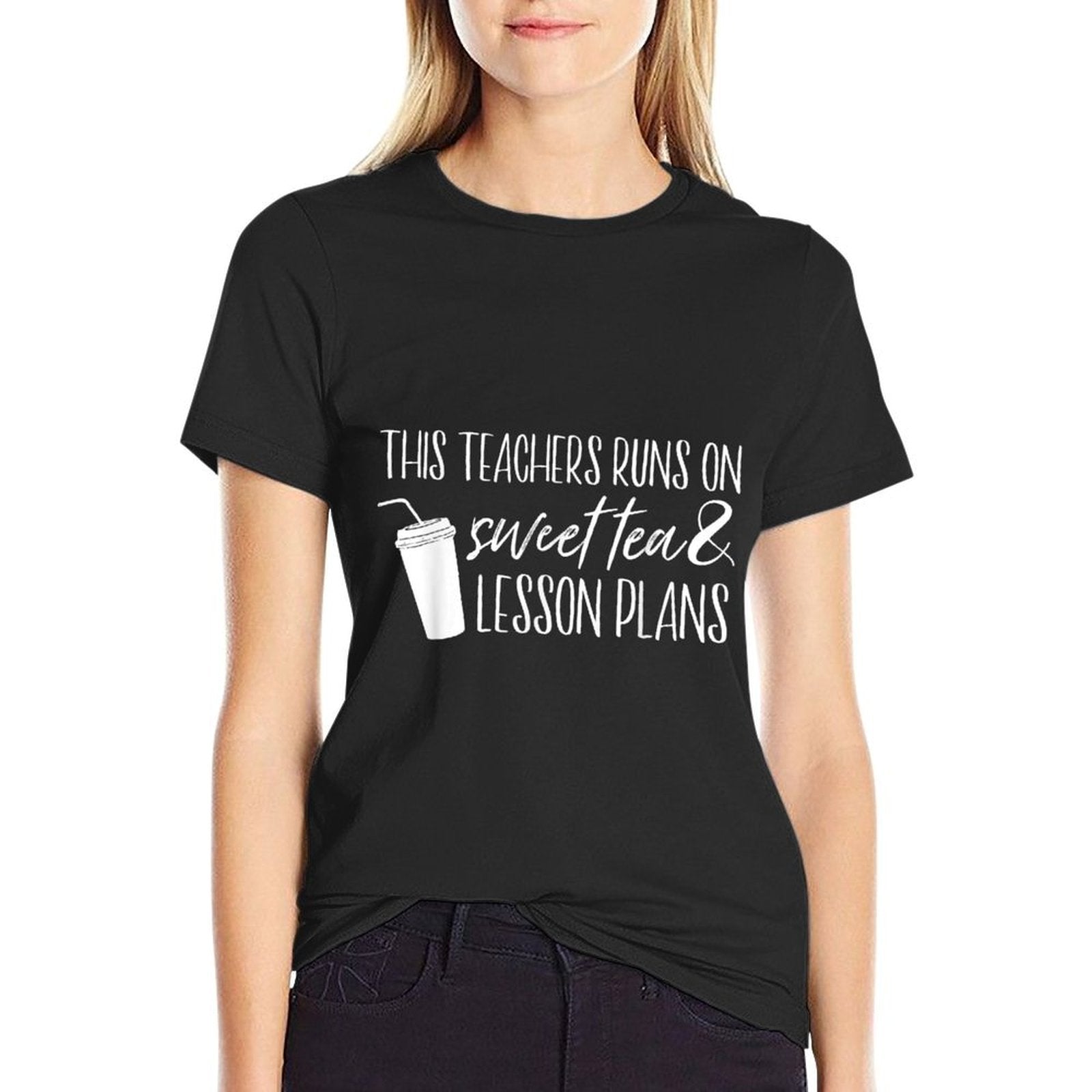 This Teacher Runs On Sweet Tea And Lesson Plans Gift for Men Women Kids  Easy-care T-Shirt