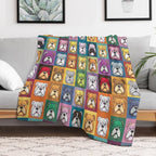 Bulldog Patchwork Vivid Canine Quilt Versatility Throw Blanket