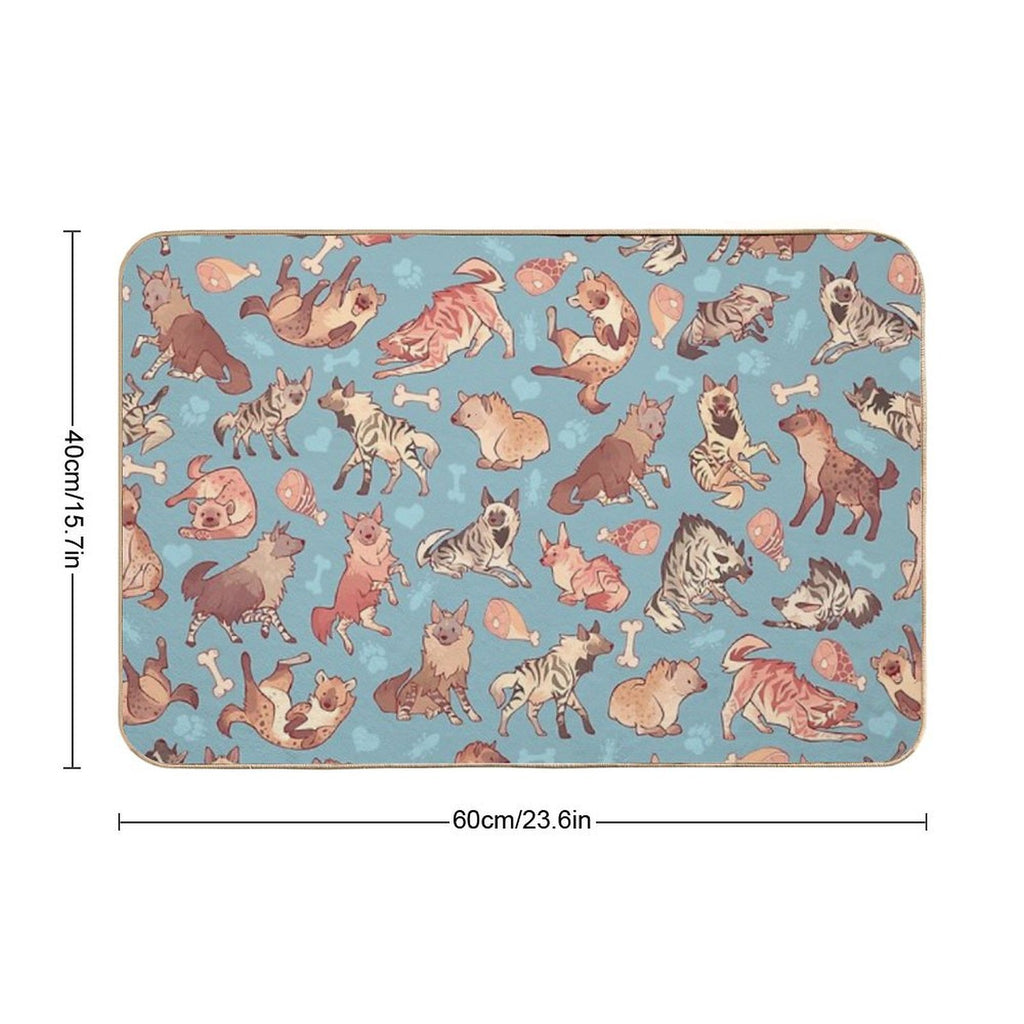 Hyenas in Cerulean  Eco-Friendly Bath Mat