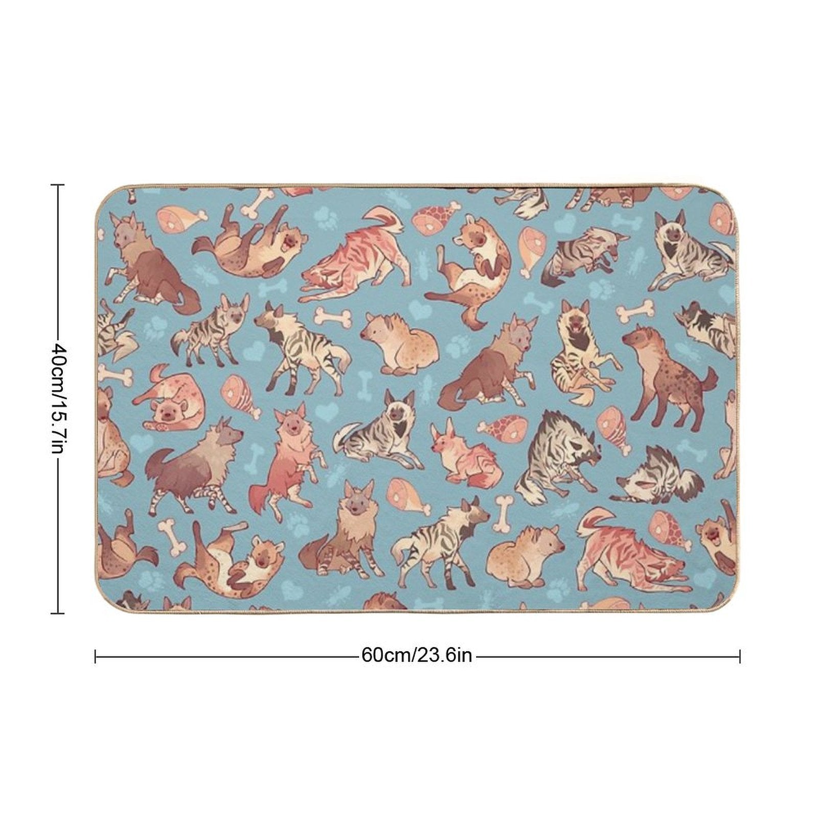 Hyenas in Cerulean  Eco-Friendly Bath Mat