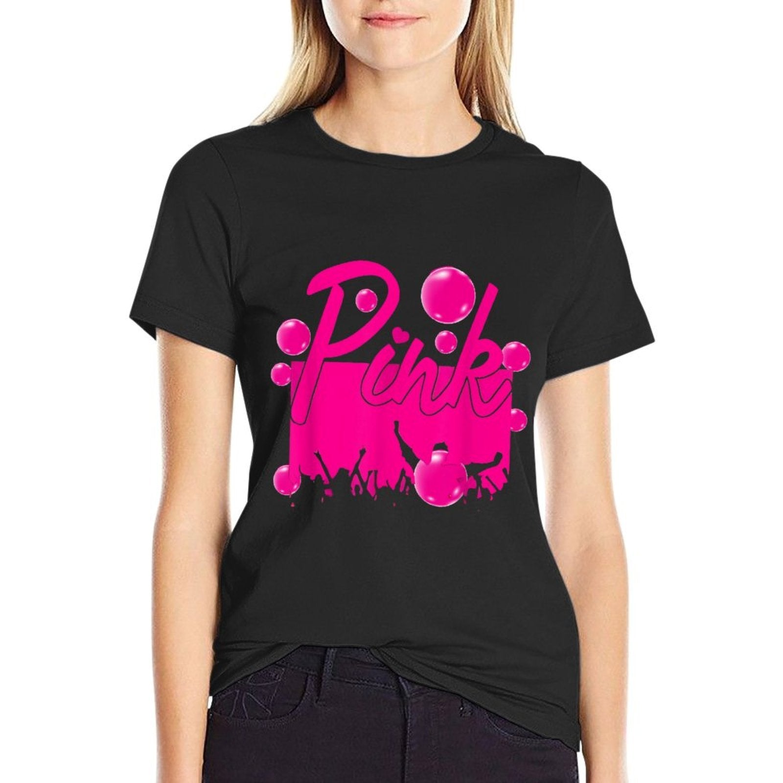 Retro Pink Personalized Name Pink For Men Women Kids Meme  Oversized Silhouette T-Shirt