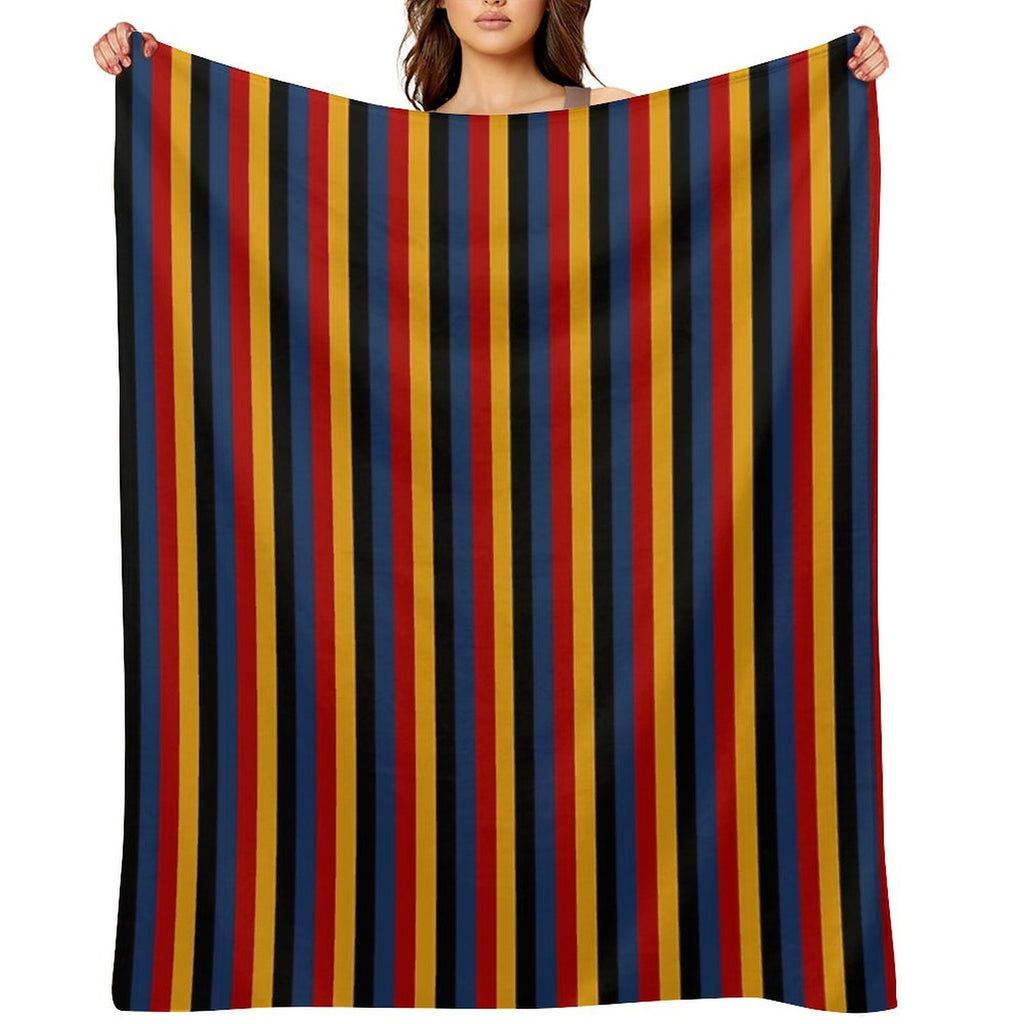 Retro Stripes Red Blue Yellow Black Pattern  Graphicly Pattern Premium Throw Blanket