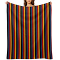 Retro Stripes Red Blue Yellow Black Pattern  Graphicly Pattern Premium Throw Blanket