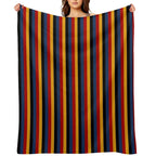 Retro Stripes Red Blue Yellow Black Pattern  Graphicly Pattern Premium Throw Blanket