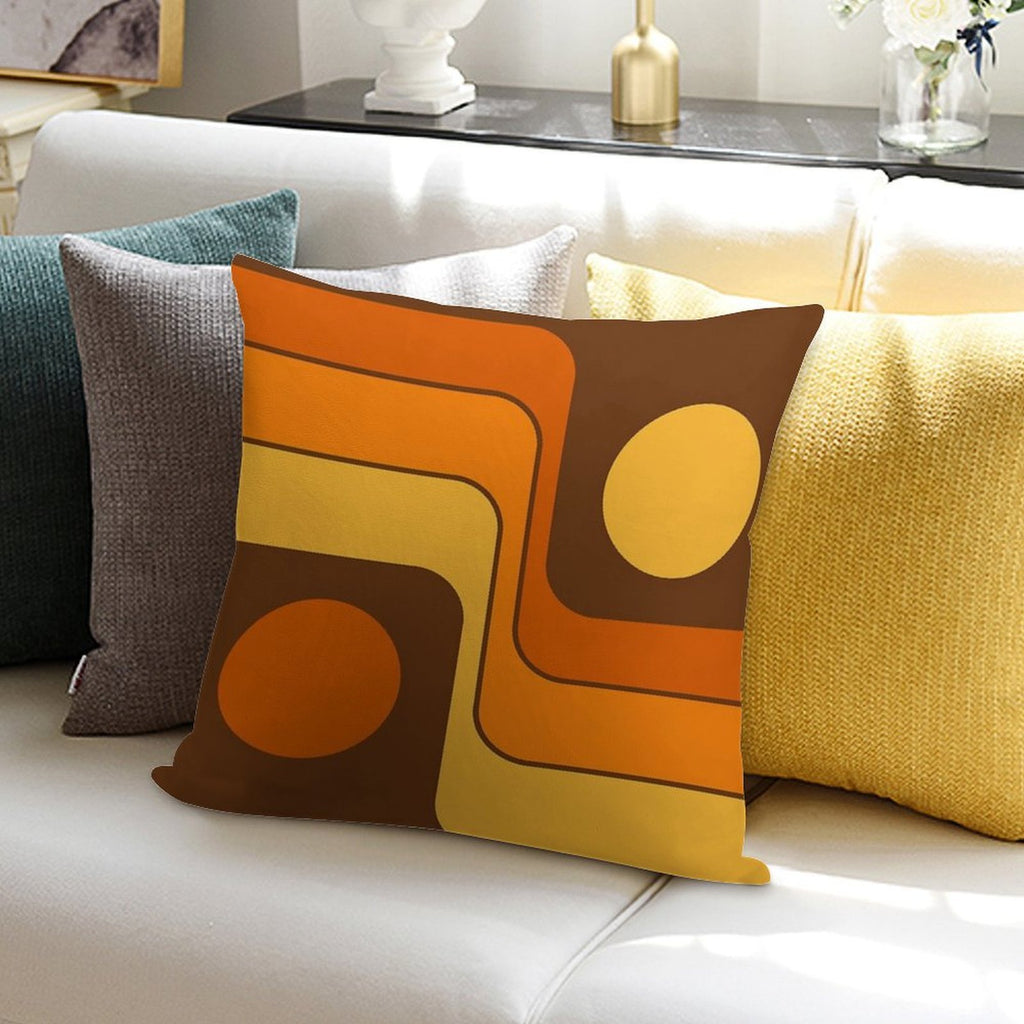Retro Geometric Design 727 Brown Orange And Yellow Soft Home Decor Throw Pillow