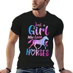 Just A Girl Who Loves Horses Riding Cute Horse Girls Women  Fade-proof Color T-Shirt