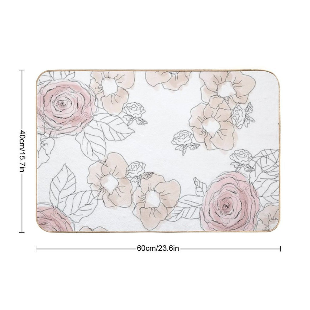 Sketchy Floral - Muted Pinks  Stain-Proof Bath Mat