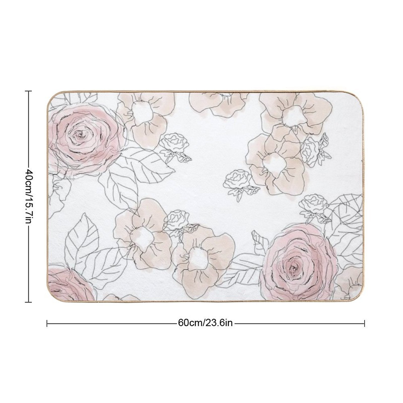 Sketchy Floral - Muted Pinks  Stain-Proof Bath Mat