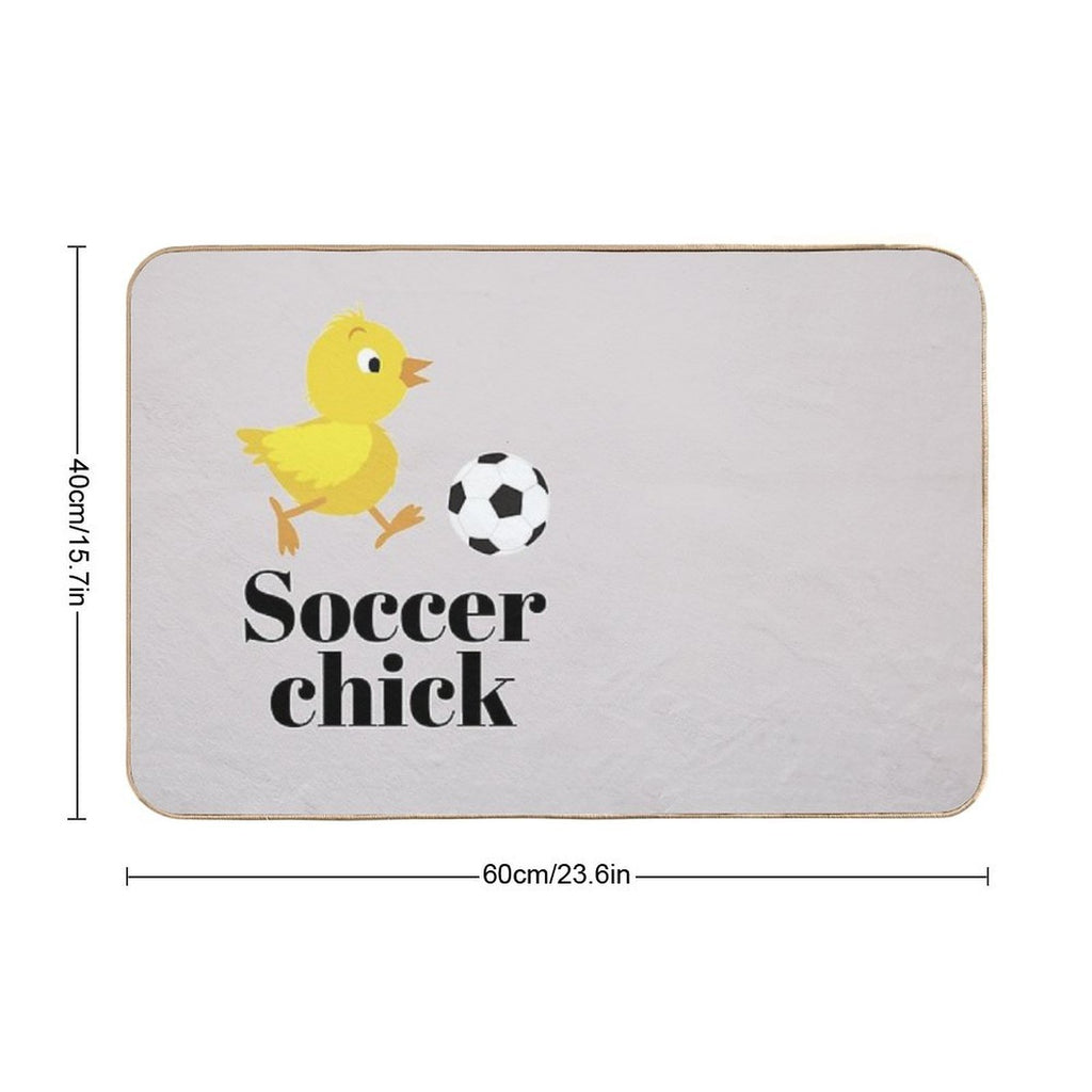 Funny Cute Animated Cartoon Soccer Chick  Absorbent Bath Mat