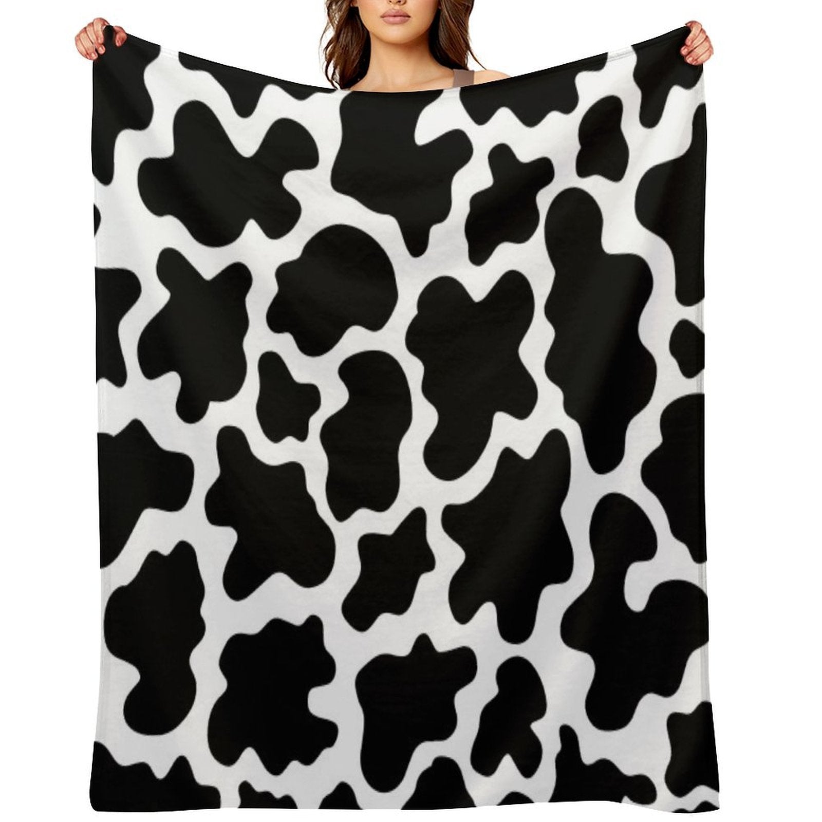 Cow Print Black And White Animal Print Patterns Wrinkle-free Throw Blanket