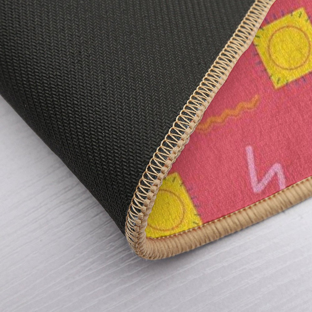 Abstract Line Drawing Pattern with Sun  Pet-Safe Bath Mat