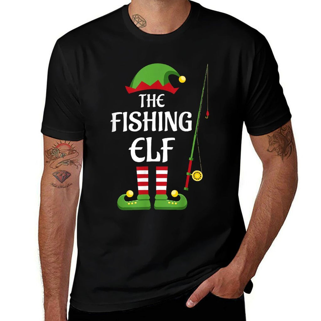 Fishing Elf Family Matching Group Christmas  Easy-care T-Shirt