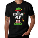 Fishing Elf Family Matching Group Christmas  Easy-care T-Shirt