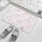 Elegant White Rose Gold Eye Sun Moon Mandala  Non-Slip Bath Mat