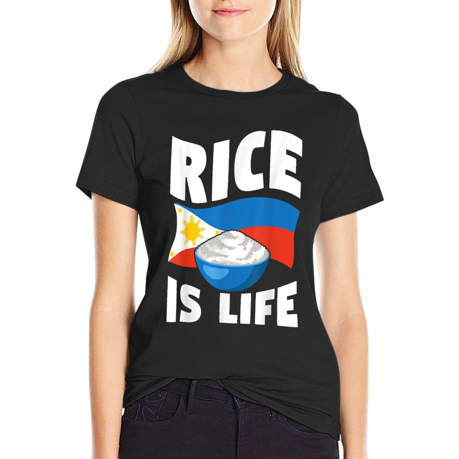 Rice Is Life Philippine Rice Lover  Oversized Silhouette T-Shirt