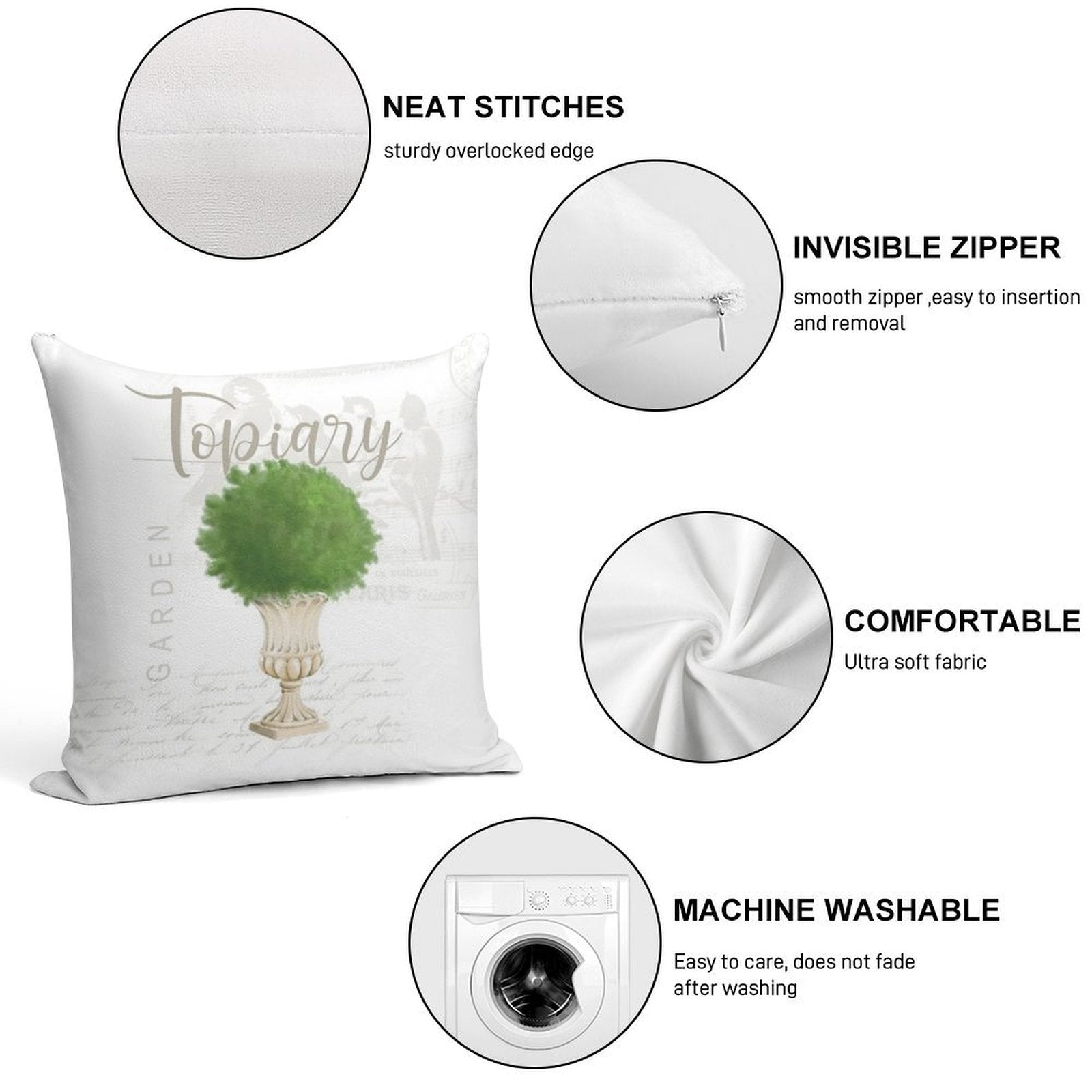 Topiary #2 Soft Reinforced Edging Throw Pillow