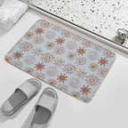 Magical Sun Bohemian Dreamy Aesthetic In Muted Colors Gray Blue & Brown  Pet-Safe Bath Mat