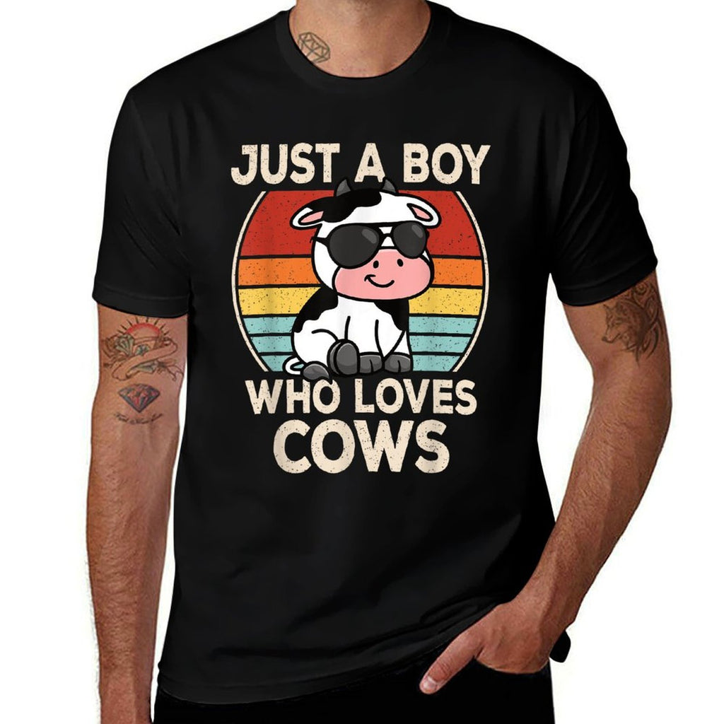 Just A Boy Who Loves Cows Retro Cow Boys Kids  Vintage-inspired T-Shirt