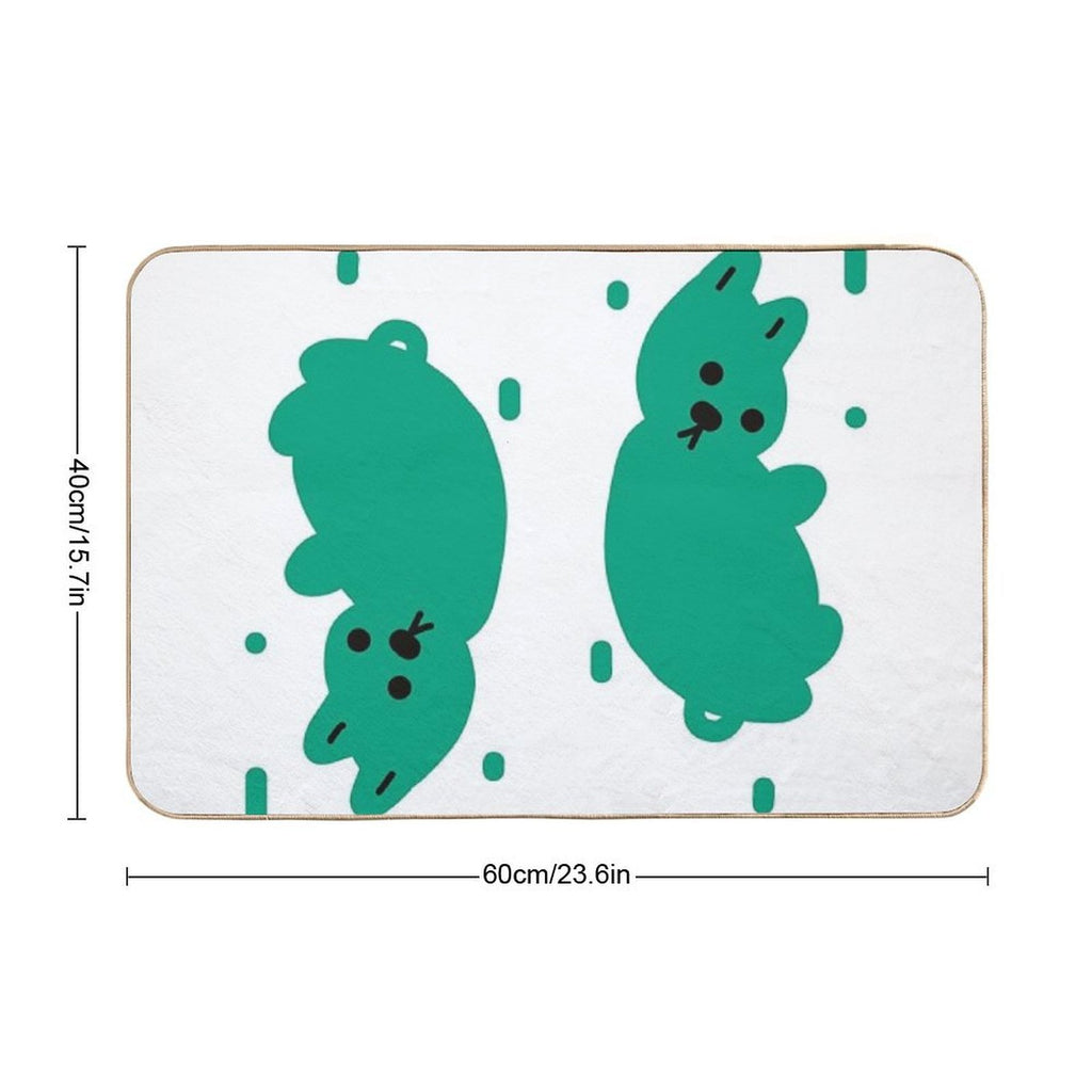 Cute Green Rabbit Rain  Stain-Proof Bath Mat