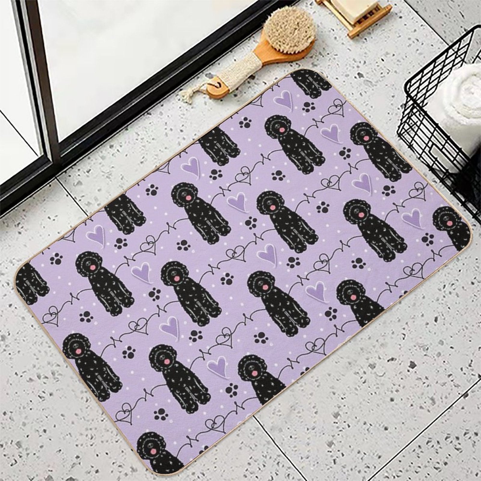Love Black Portuguese Water Dog  Toxin-Free Bath Mat