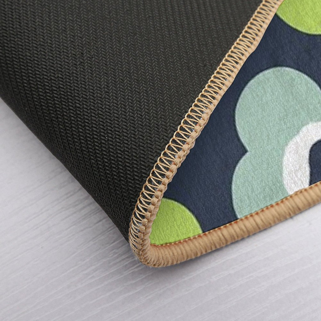 Iconic Bold Scandinavian Floral Pattern in Green And Blue  Stain-Proof Bath Mat