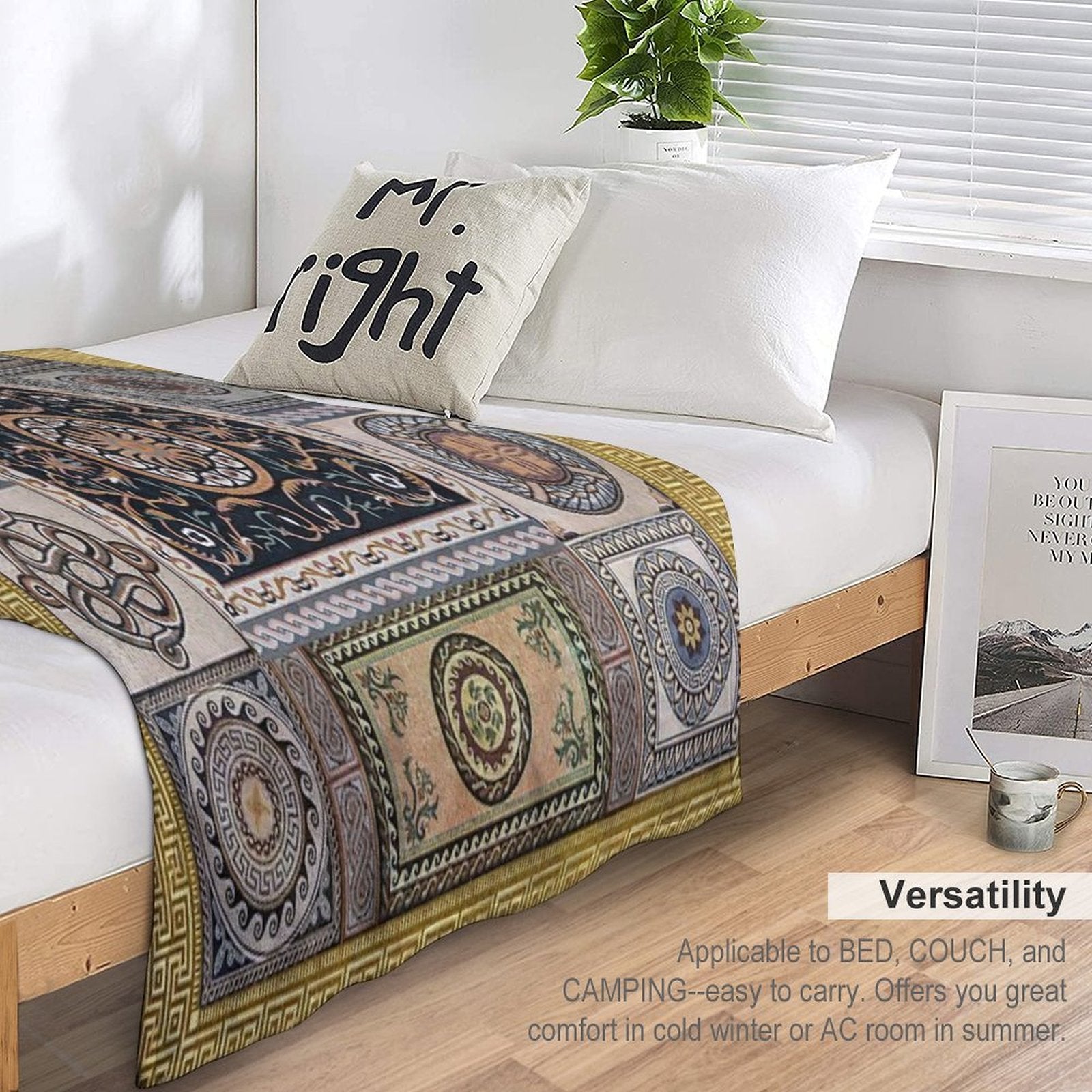 Roman Mosaic - Gold Easy Care Throw Blanket