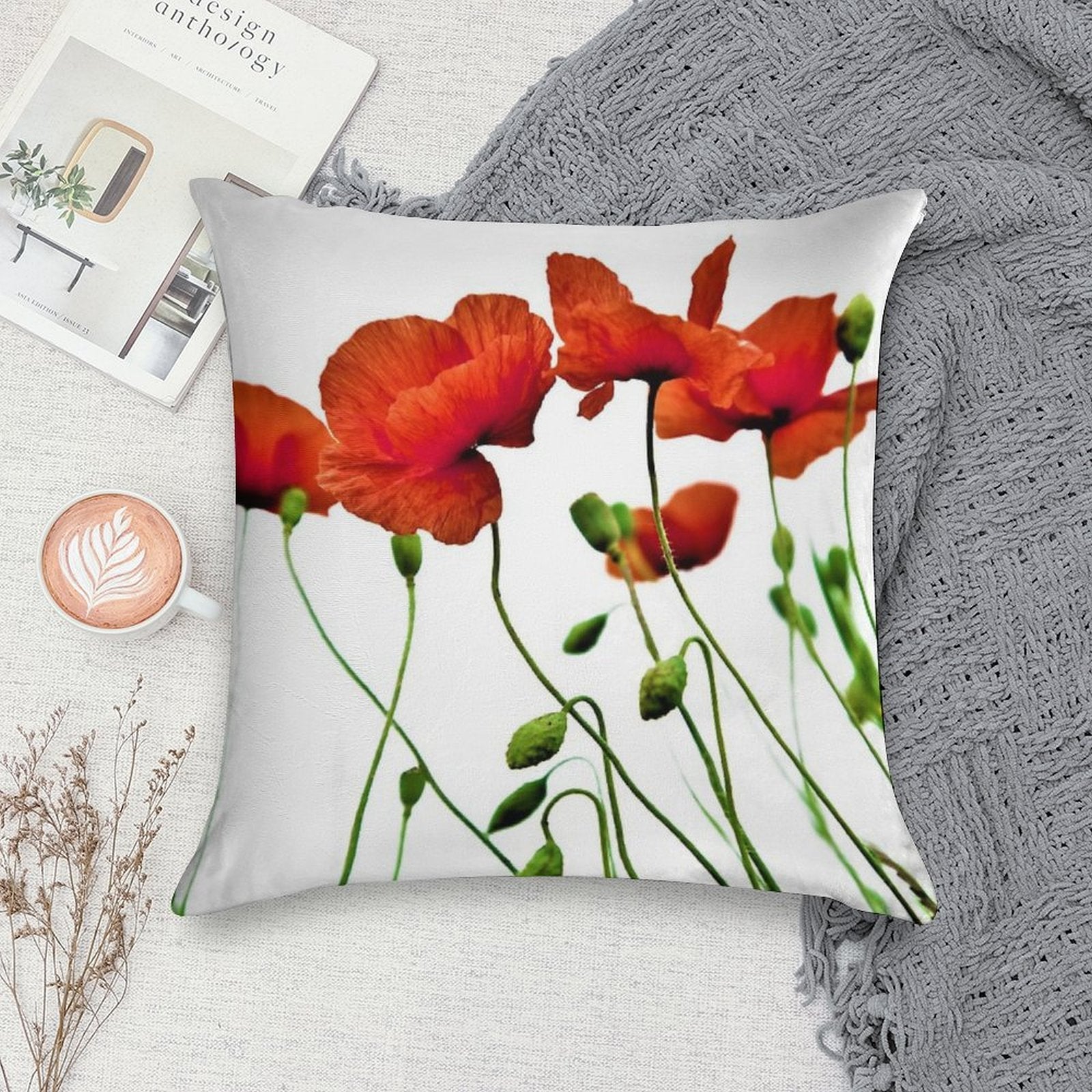Poppies Soft Easy Maintenance Throw Pillow