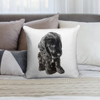 English Cocker Spaniel Black Puppy Dog - Adorable! Soft Shrink-Resistant Throw Pillow