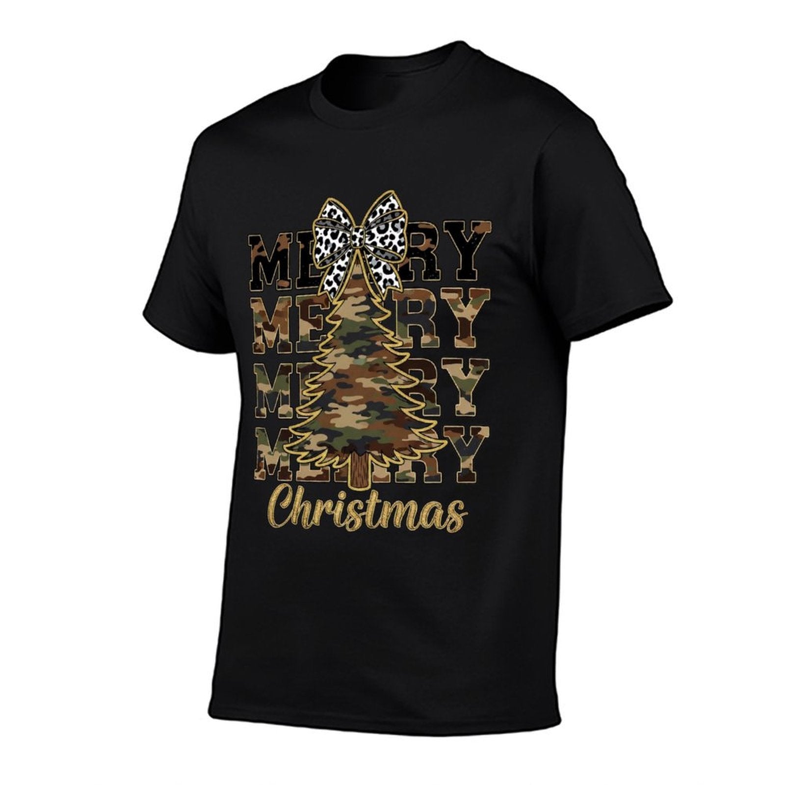 Camo Merry Christmas Camouflage Christmas Tree  Stretchy T-Shirt