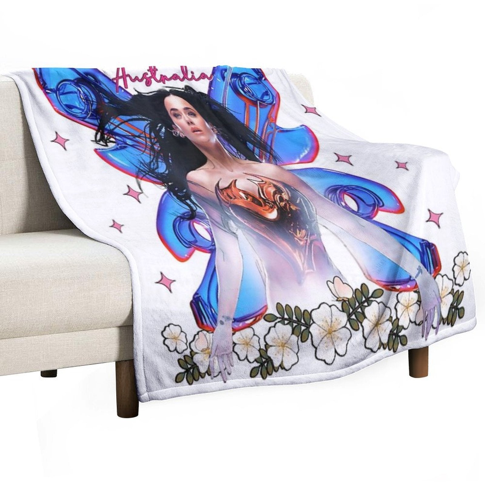 Perry Tour 2025  Katy Australia Print Tee  Butterfly Inspiration  Lifetimes Concert Tour Gift Men Woman Kids Multi-functional Throw Blanket