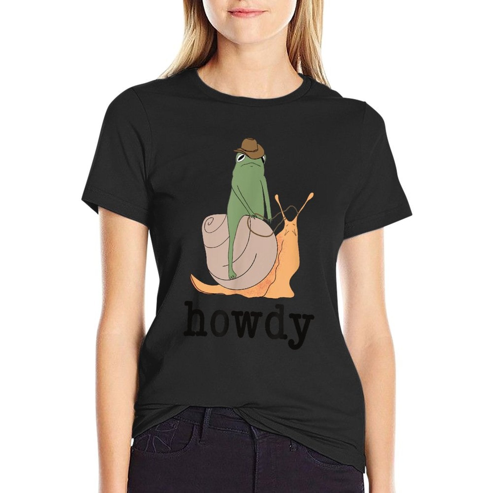 Snail Ridin Frog, Howdy Frog, Cowboy Frog Meme  Relaxed-fit T-Shirt