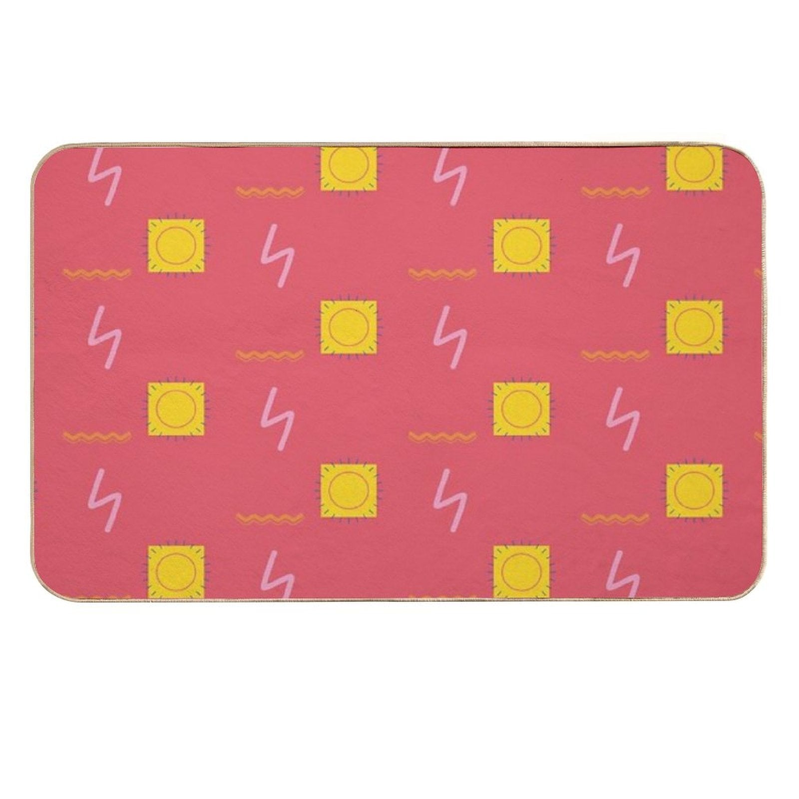 Abstract Line Drawing Pattern with Sun  Pet-Safe Bath Mat