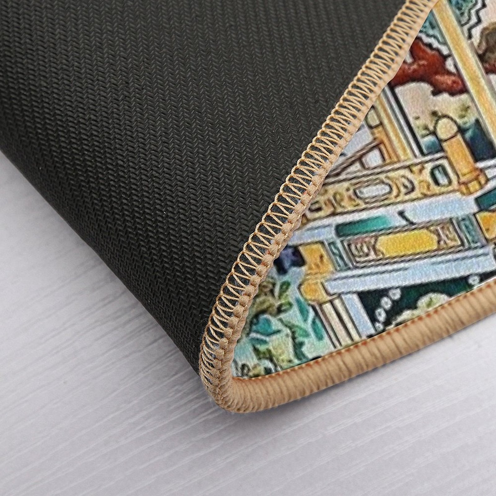 Ceramic Tile Folk Art - Chinese Pagoda Chinoiserie  Versatile Bath Mat