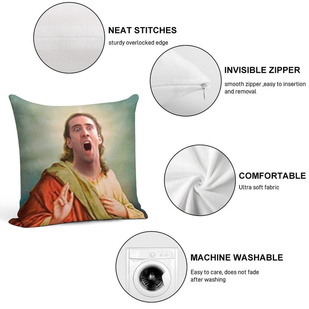 Saint Nicolas Cage The Glorious Soft Gift Ready Throw Pillow