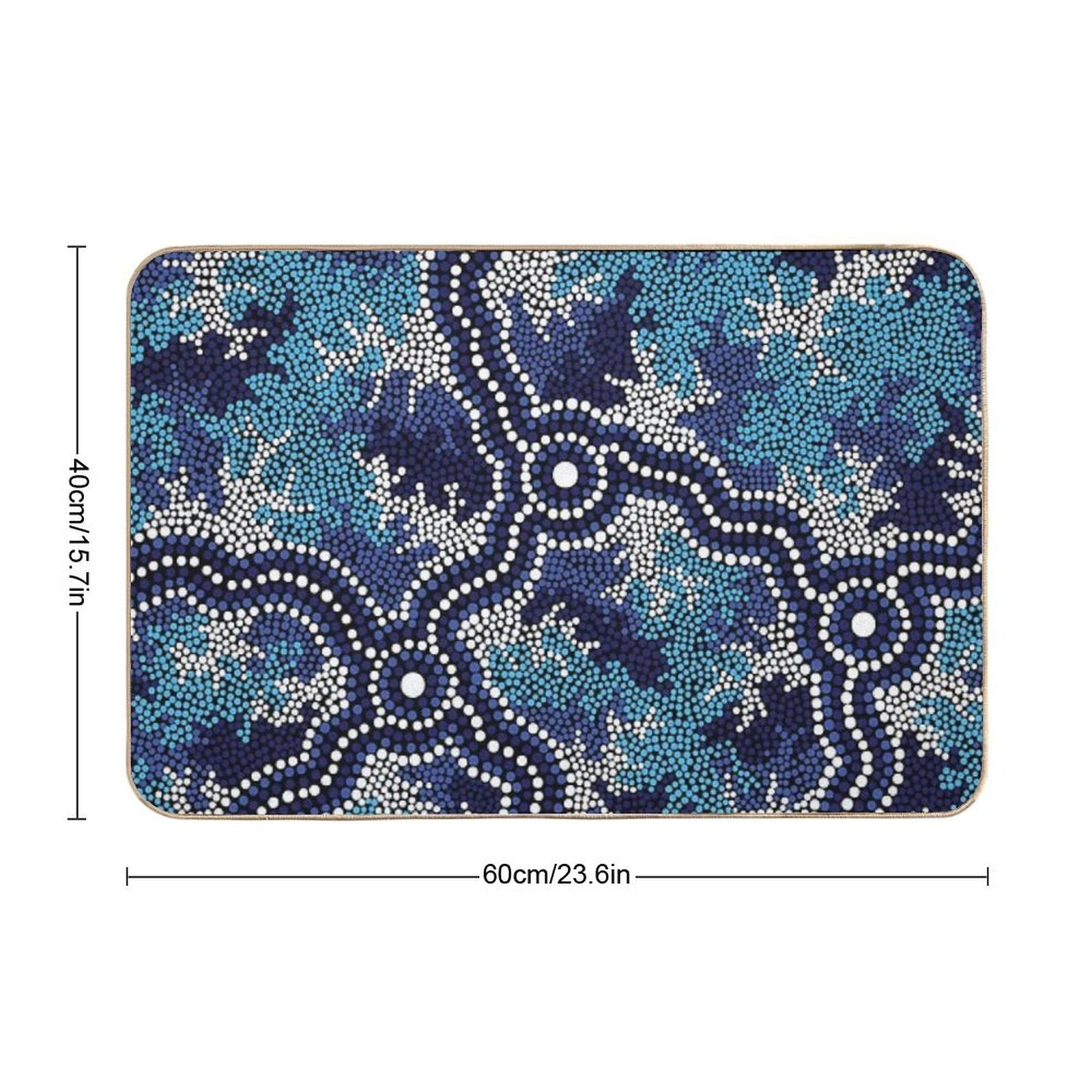 Aboriginal Art Authentic - Wetland Dreaming 2  Dirt-Trapping Bath Mat