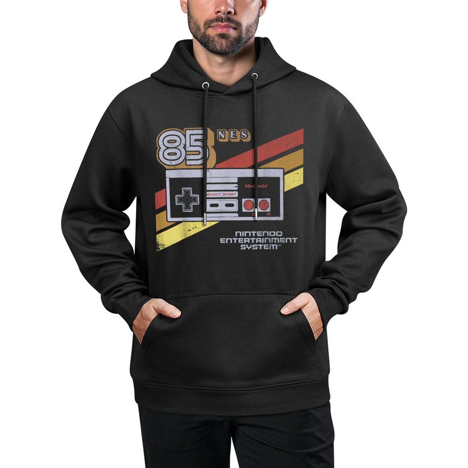 Nintendo NES Controller Retro Stripe 85 Medium-Weight Fabric Hoodie