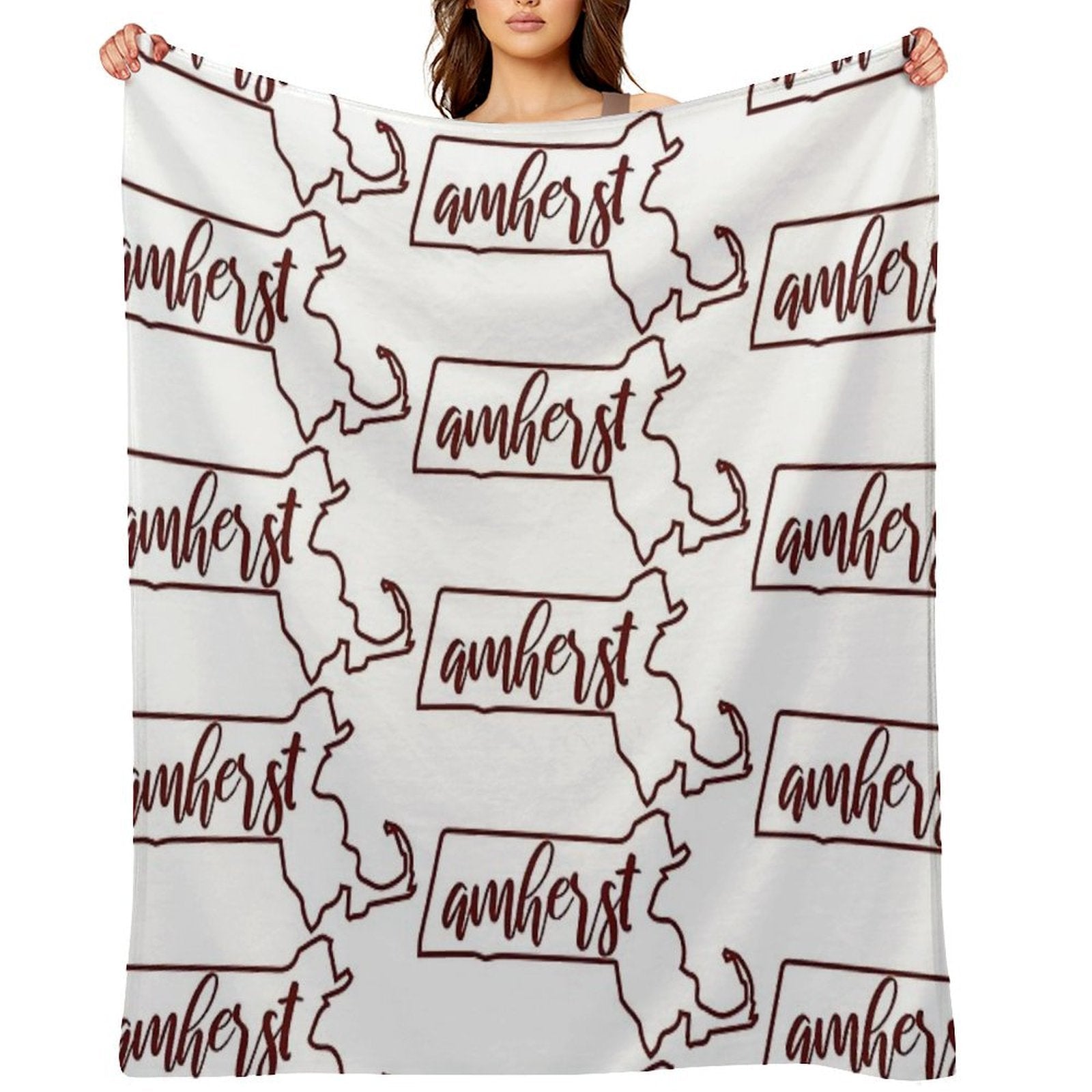 Amherst MA Outline All-season Throw Blanket