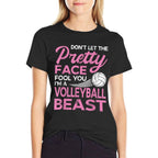 Funny Volleyball Girl with Pretty Face  Easy-care T-Shirt