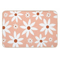 Fun, Modern, Flowers Print, Orange, Teal And White  Absorbent Bath Mat
