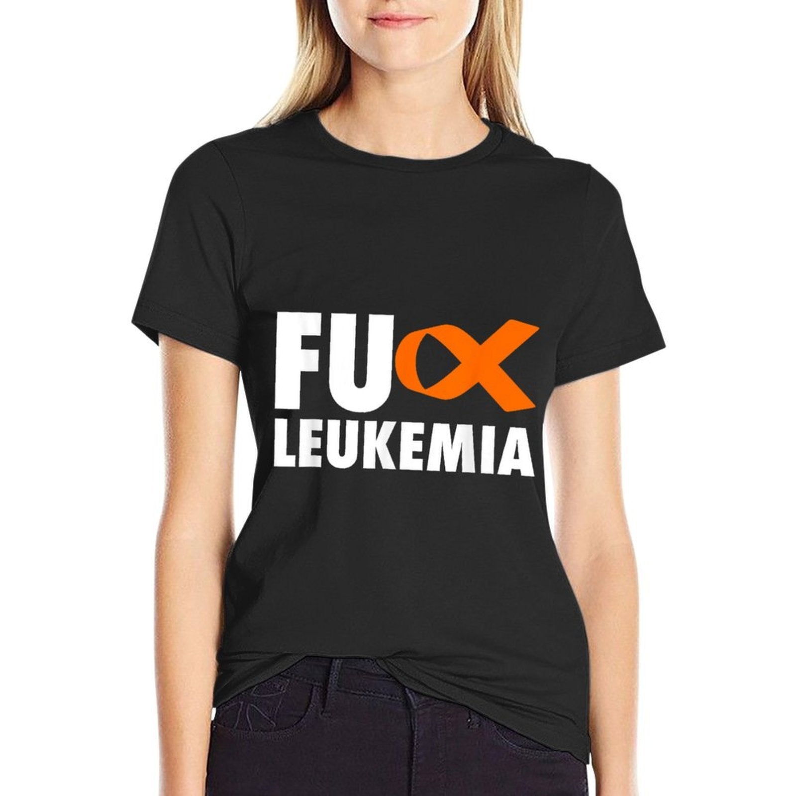 FU Leukemia - Funny Leukemia Awareness  Oversized Silhouette T-Shirt