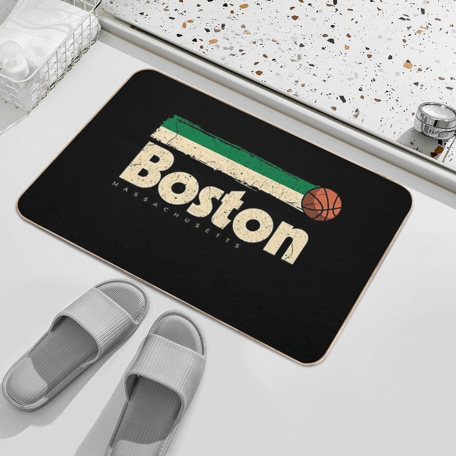Boston Basketball B-Ball City Massachusetts Retro Boston Durable Bath Mat