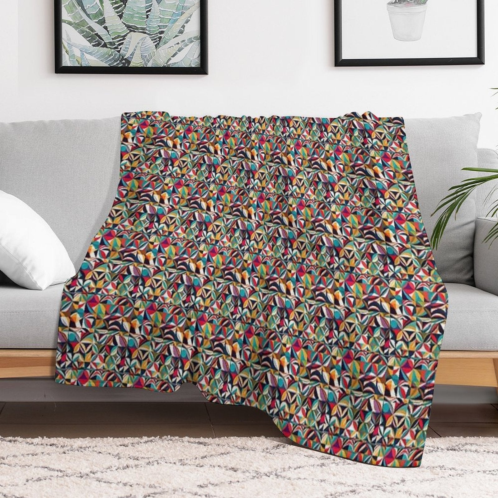 Abstract And Colourful Geometric Shapes Lightweight Throw Blanket