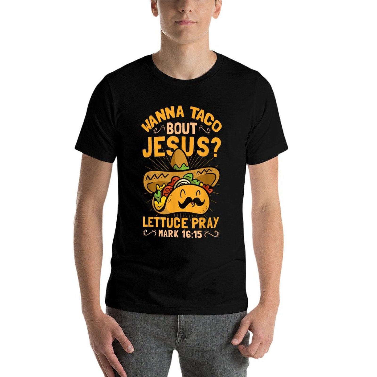 Wanna Taco Bout Jesus Funny Christian  Oversized Silhouette T-Shirt