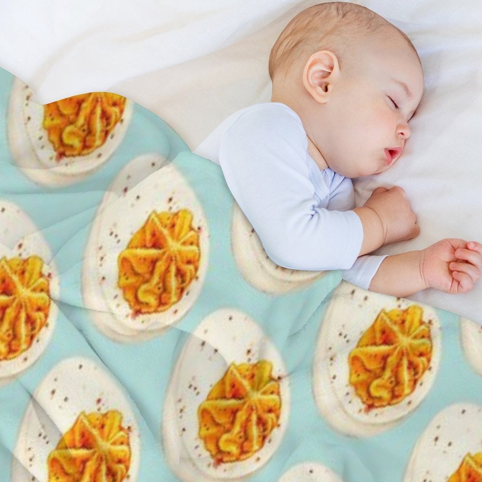 Deviled Egg Pattern - Blue Travel-friendly Throw Blanket