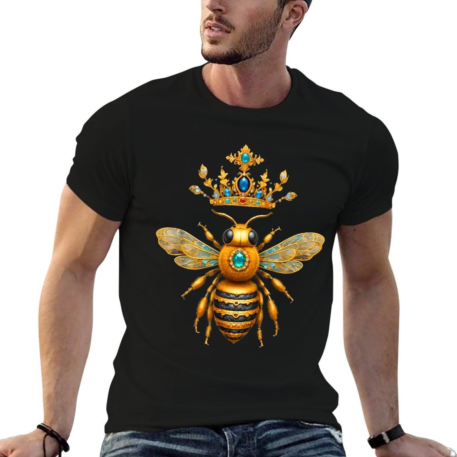 Queen Bee Crown Women Men Girls Honey Hive Bee Keeper Bee  Heathered Texture T-Shirt