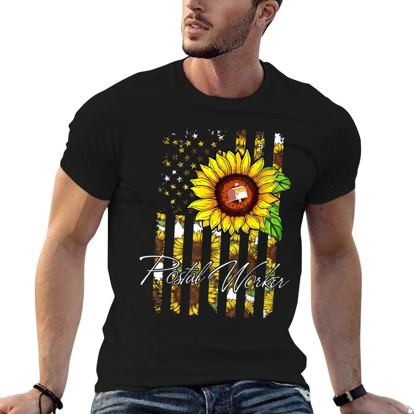 Postal Worker Sunflower Funny Gifts  Breathable T-Shirt