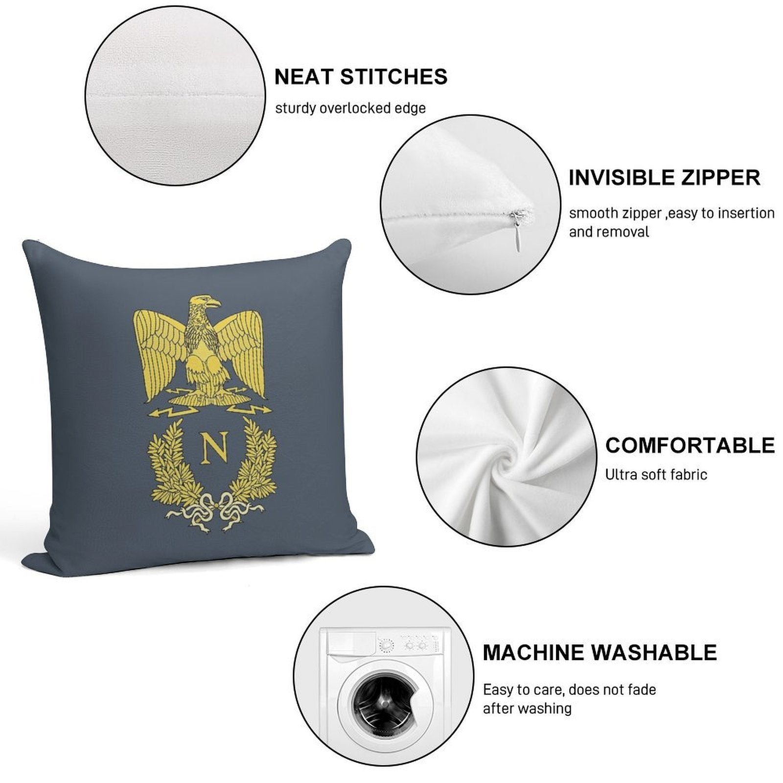 Napoleon Bonaparte Emlem Soft Easy Maintenance Throw Pillow