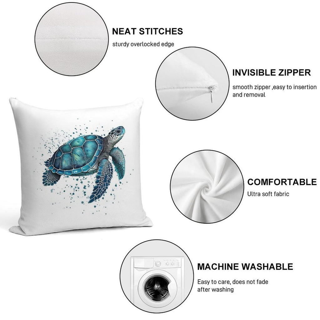 Blue Turquoise Sea Turtle Soft Ultra-Soft Texture Throw Pillow